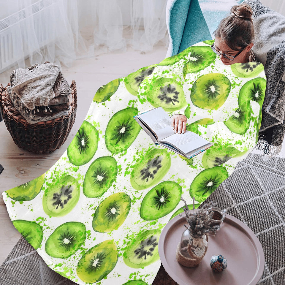 Watercolor kiwi pattern Blanket Robe with Sleeves