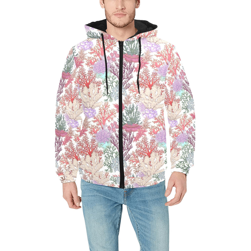 Coral Reef Pattern Print Design 03 Men's Padded Hooded Jacket