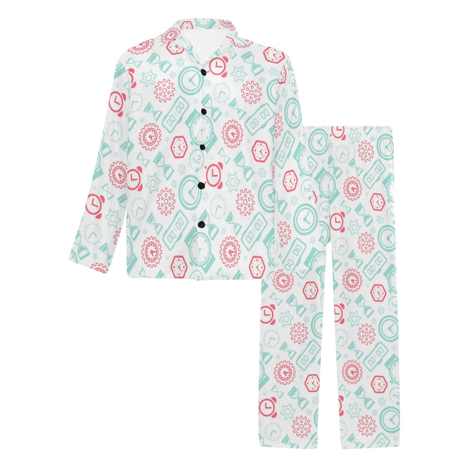 Clock time pattern blackground Men's Long Pajama Set