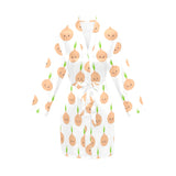 cute onions smiling faces Women's Long Sleeve Belted Night Robe