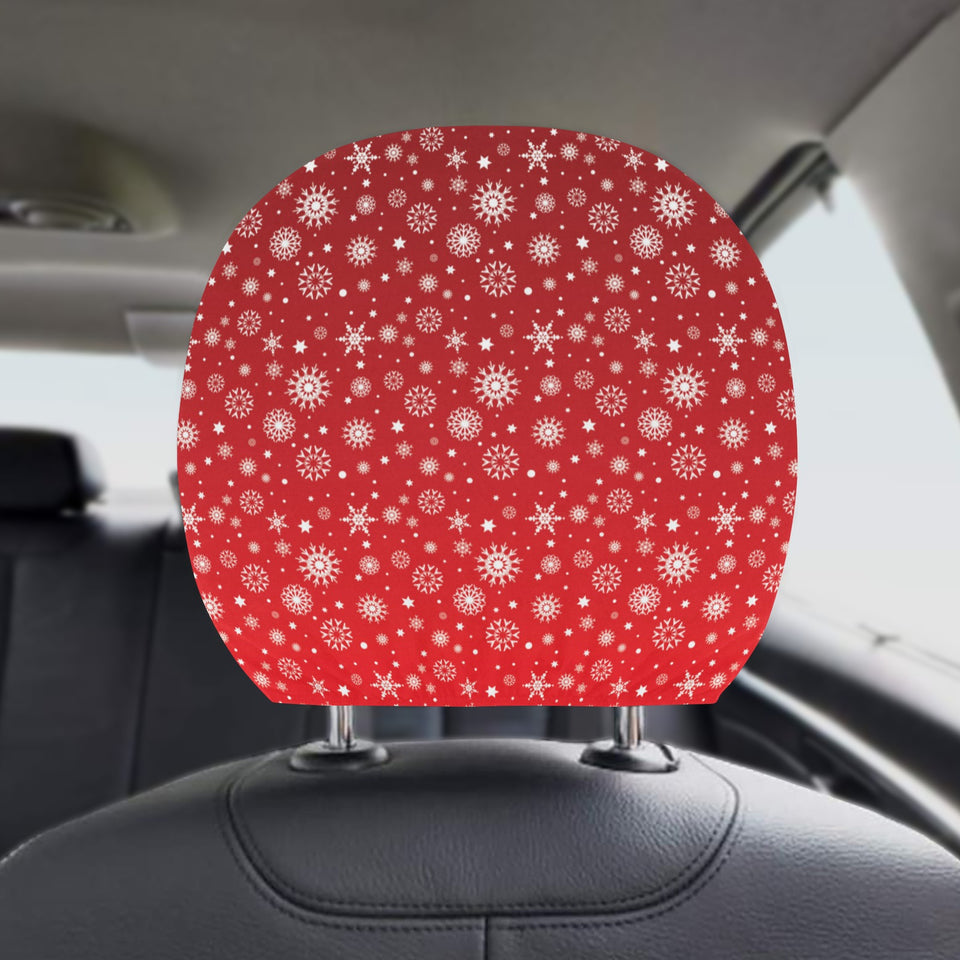 Snowflake pattern red background Car Headrest Cover