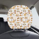 Cute dog corgi striped background pattern Car Headrest Cover