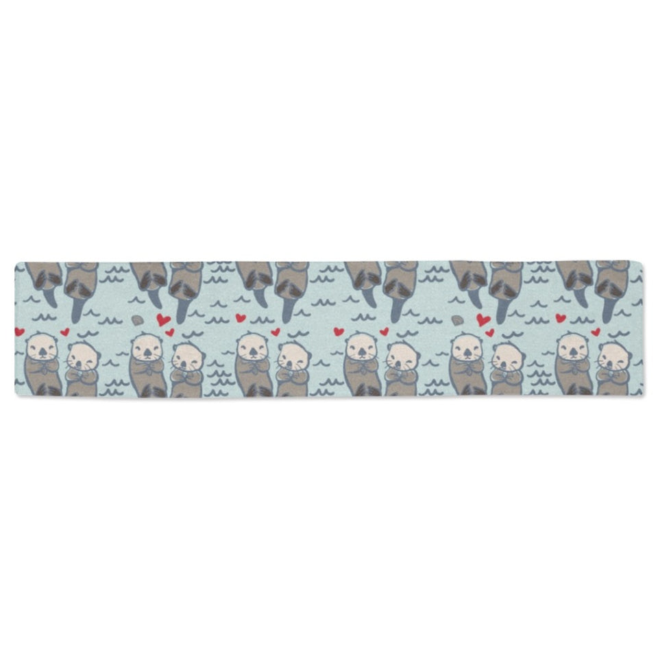 Lovely Sea Otter Pattern Table Runner