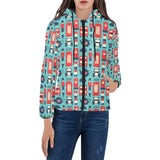 British Pattern Print Design 04 Women's Padded Hooded Jacket