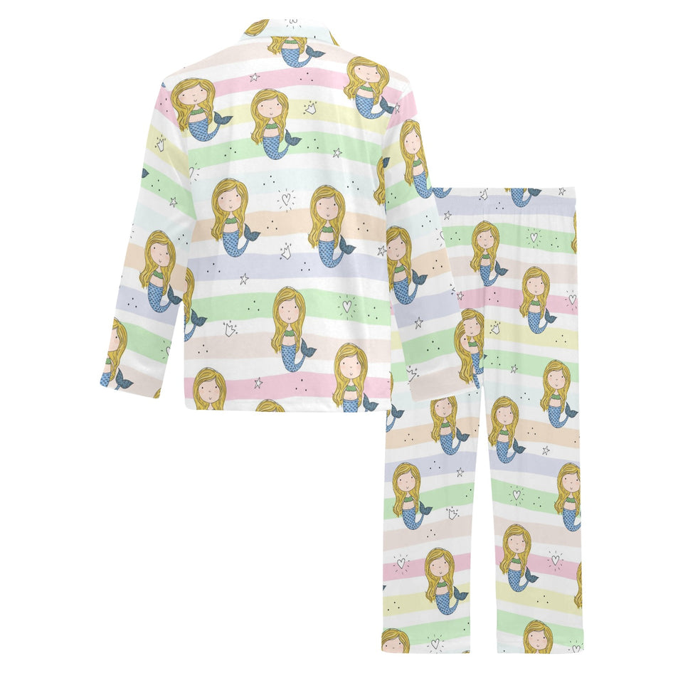 Cute hand drawn mermaid Men's Long Pajama Set