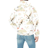 Beautiful Japanese cranes pattern Men's Padded Hooded Jacket