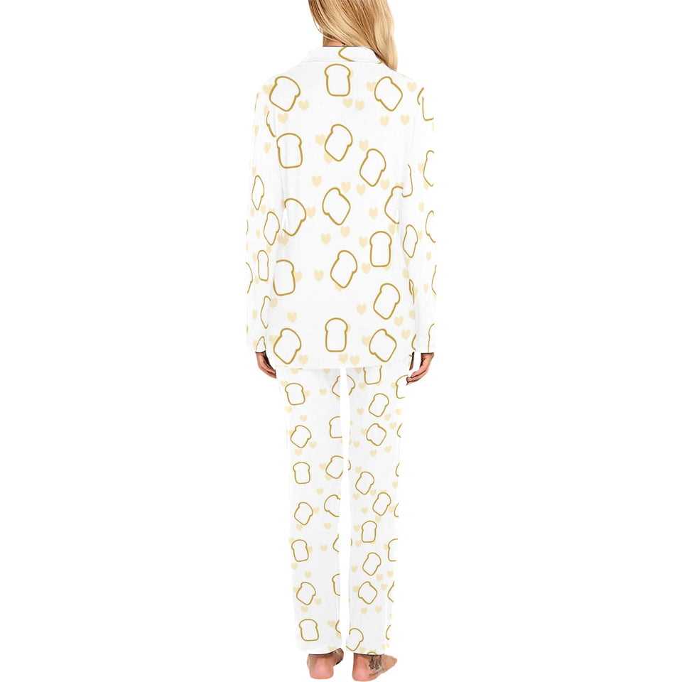 Bread Toast Pattern Print Design 01 Women's Long Pajama Set