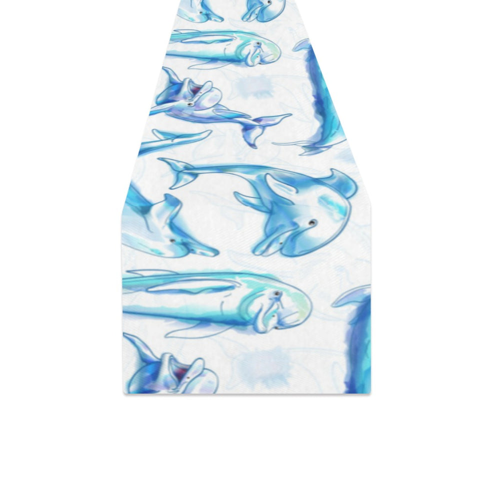 Watercolor dolphin pattern Table Runner