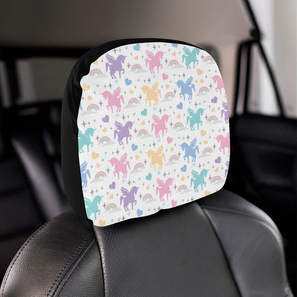 colorful unicorn rainbow heart pattern Car Headrest Cover