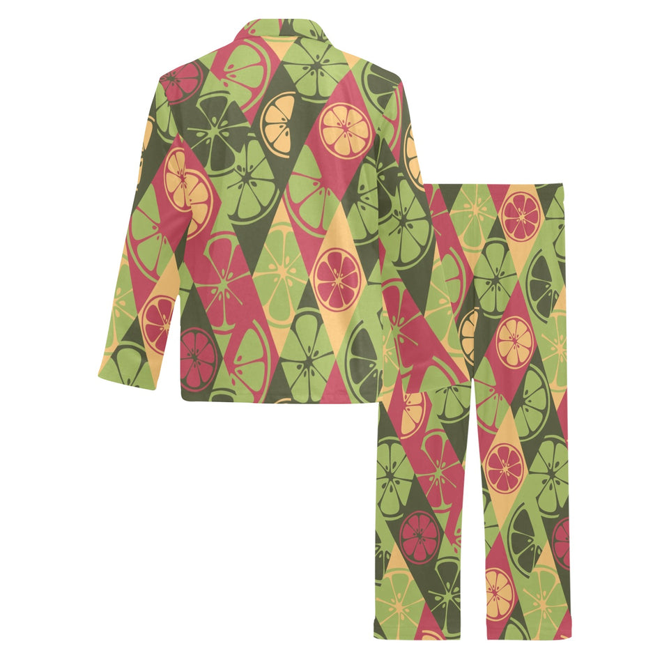 Cool Geometric lime pattern Men's Long Pajama Set
