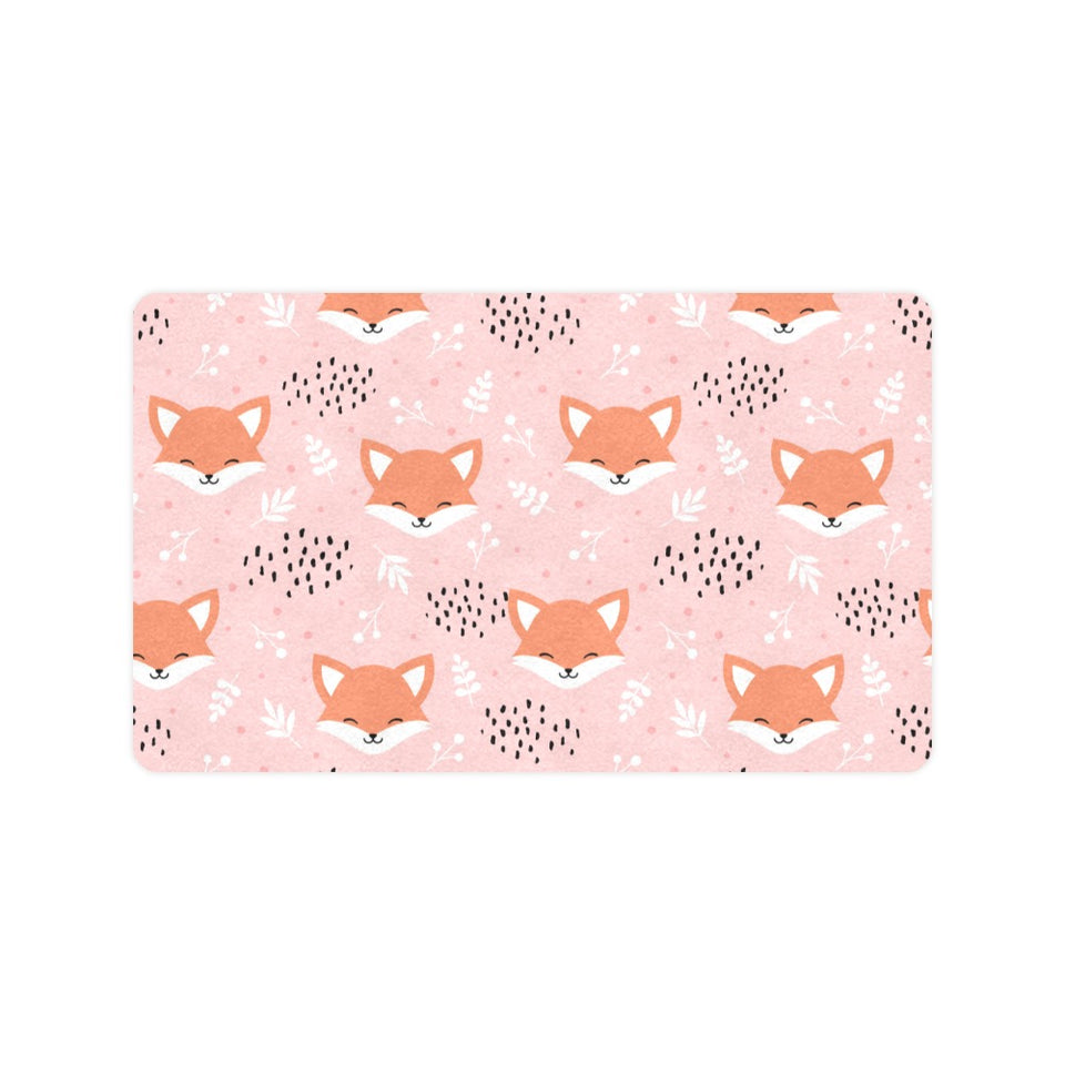 Cute fox pattern pink background Doormat