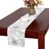 Spider web cobweb pattern white background Table Runner