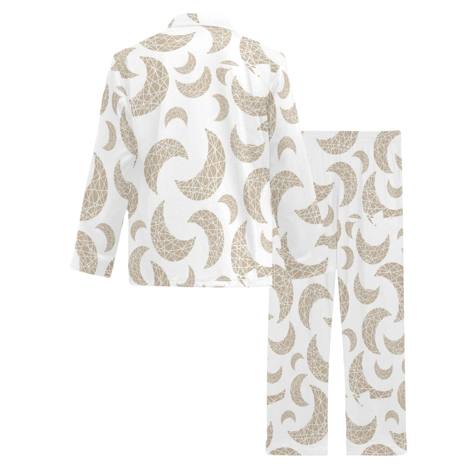 Cool gold moon abstract pattern Men's Long Pajama Set