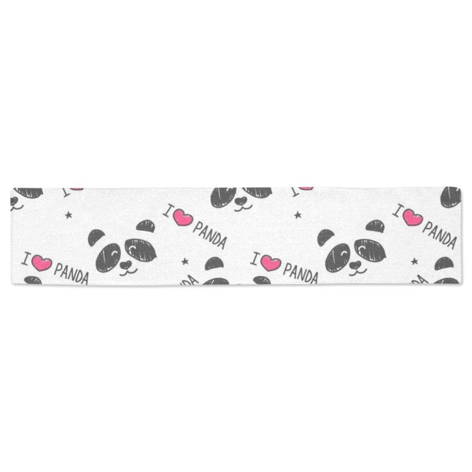 Hand Drawn faces of pandas pattern Table Runner