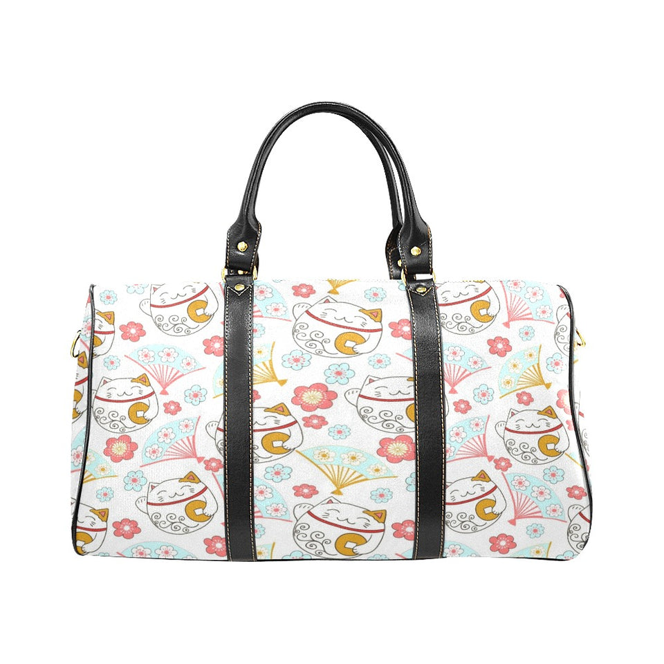 Maneki neko cat fan sakura Travel Bag