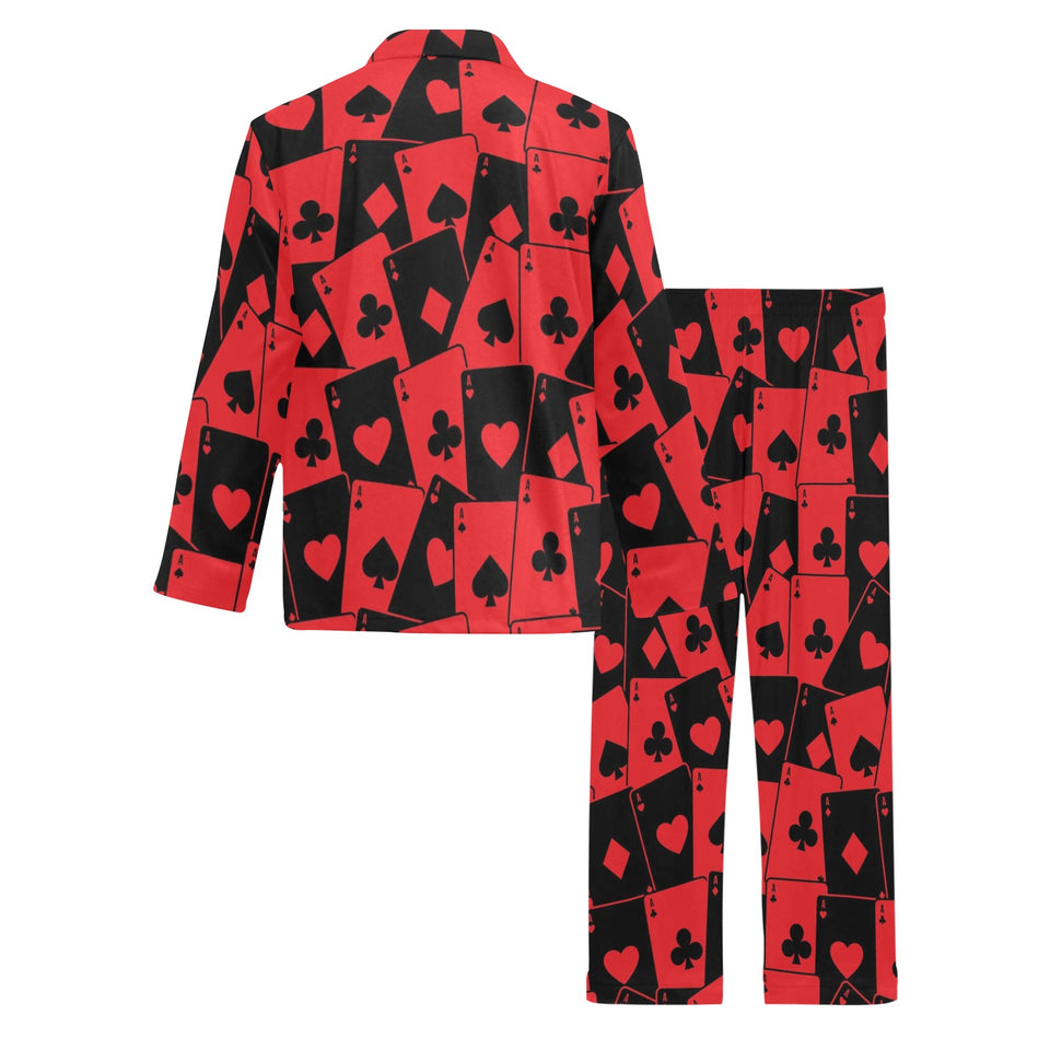Casino Cards Suits Pattern Print Design 02 Men's Long Pajama Set