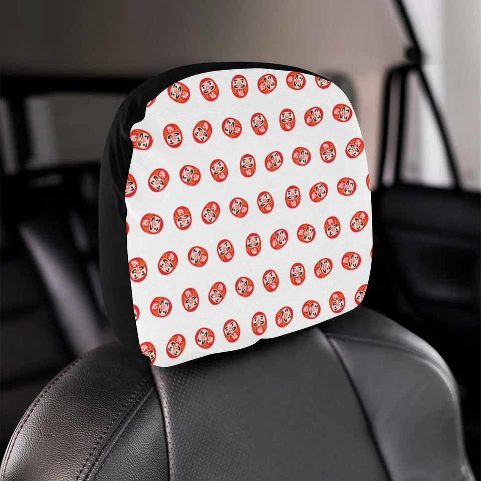 Daruma japanese wooden doll pattern Car Headrest Cover