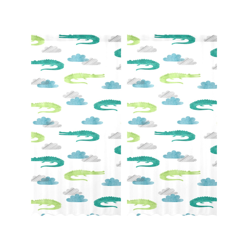 watercolor crocodile pattern Gauze Curtain