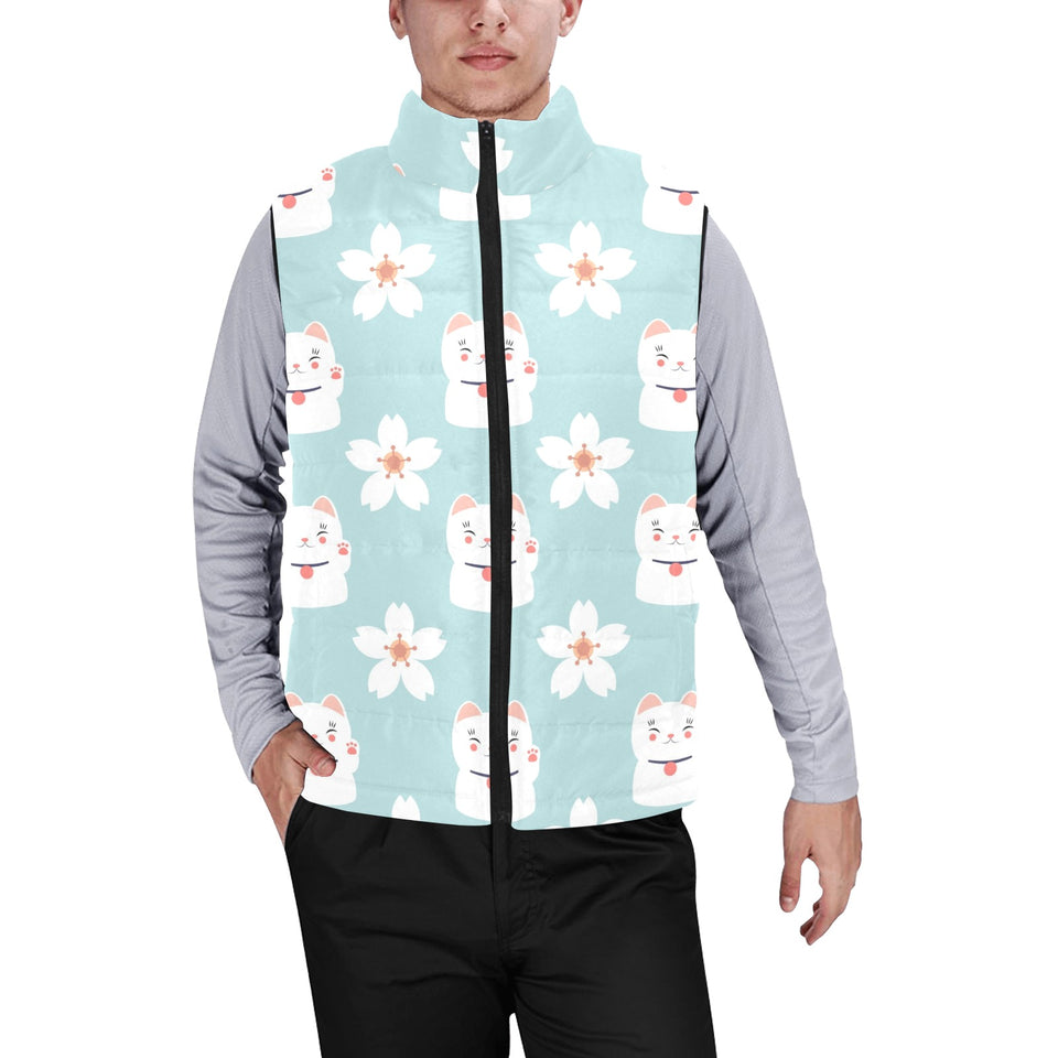 Maneki neko cat sakura Men's Padded Vest