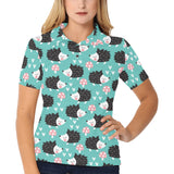 Hedgehog Pattern Print Design 03 Women's All Over Print Polo Shirt