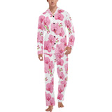 pink purple orchid pattern background Men's Long Pajama Set