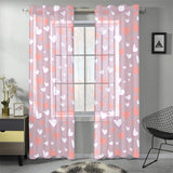coral white heart pattern Gauze Curtain