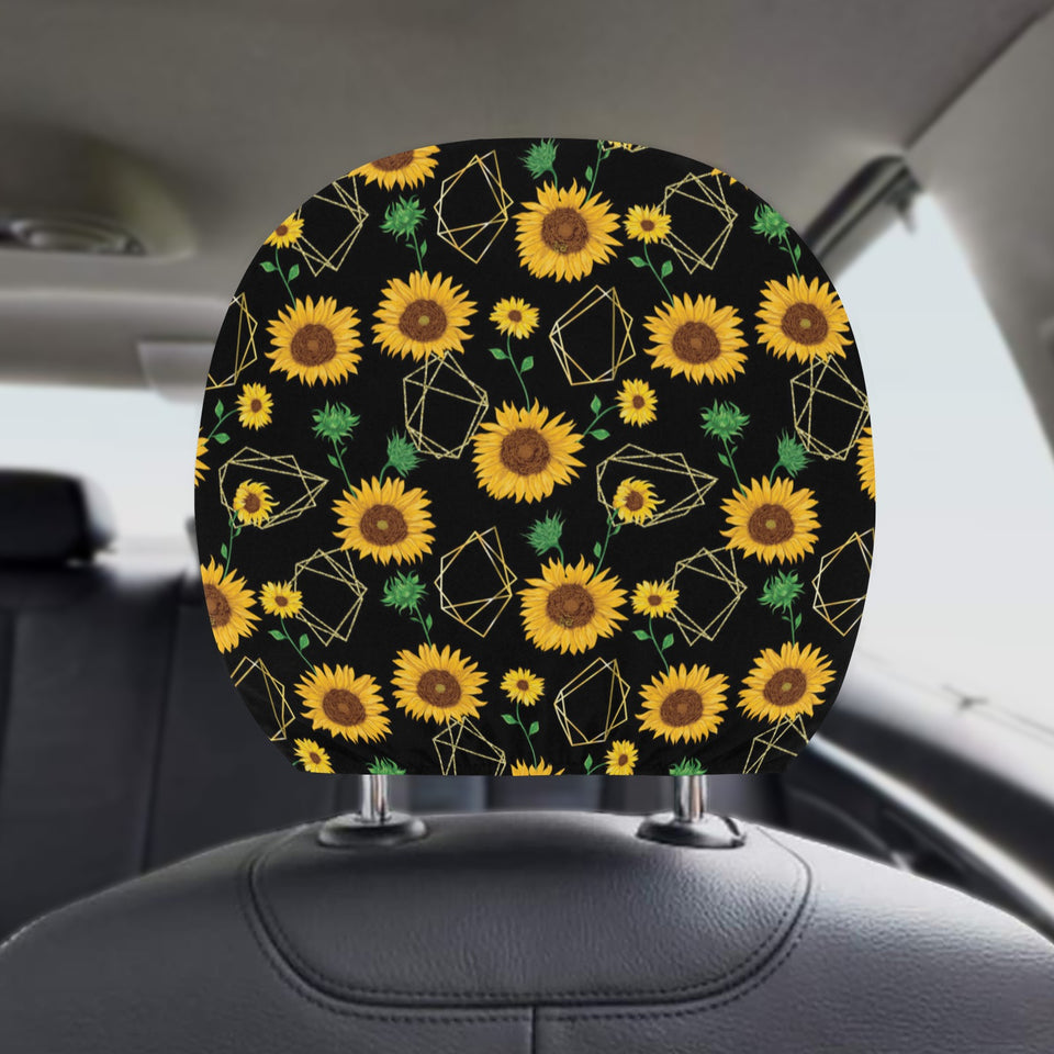 sunflower golden polygonal shapes Car Headrest Cover