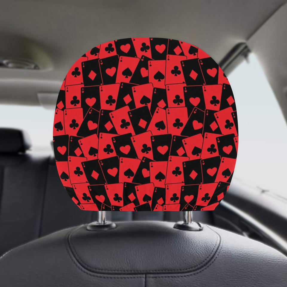 Casino Cards Suits Pattern Print Design 02 Car Headrest Cover