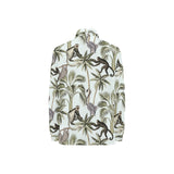 Monkey sloth lemur palm trees pattern Women's Long Sleeve Polo Shirt