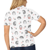 Hedgehog Pattern Print Design 02 Women's All Over Print Polo Shirt