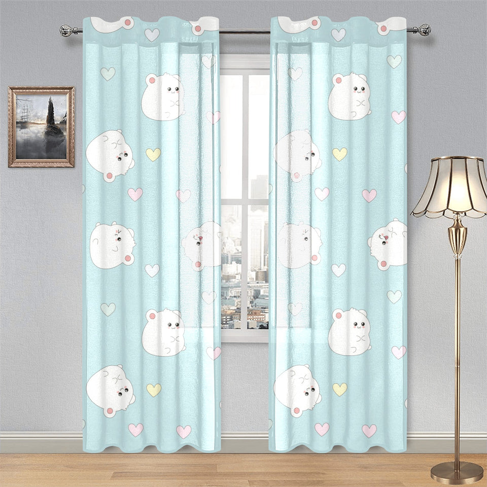 White cute hamsters heart pattern Gauze Curtain