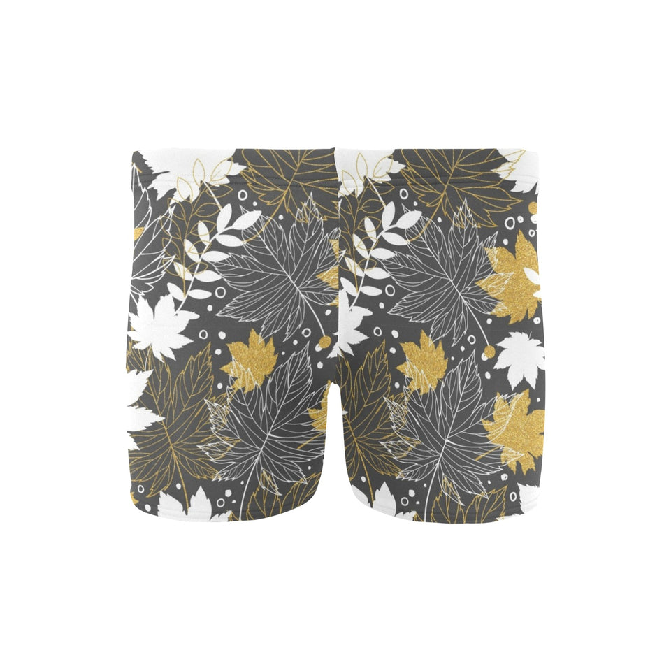 Beautiful gold autumn maple leaf pattern Men's Swimming Trunks