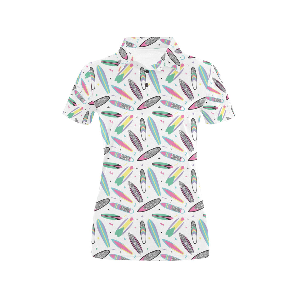 Surfboard Pattern Print Design 04 Women's All Over Print Polo Shirt