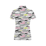 Mustache Beard Pattern Print Design 02 Women's All Over Print Polo Shirt