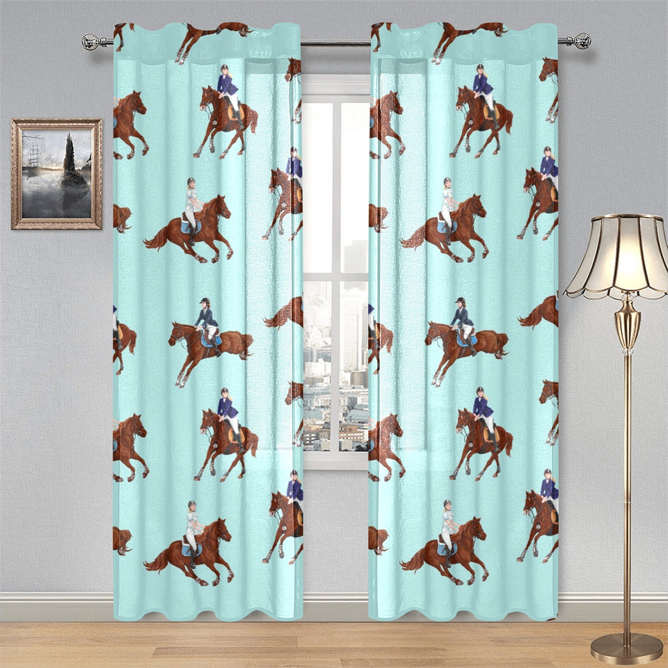 Horses running horses rider pattern Gauze Curtain