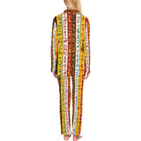 Egypt Hieroglyphics Pattern Print Design 01 Women's Long Pajama Set