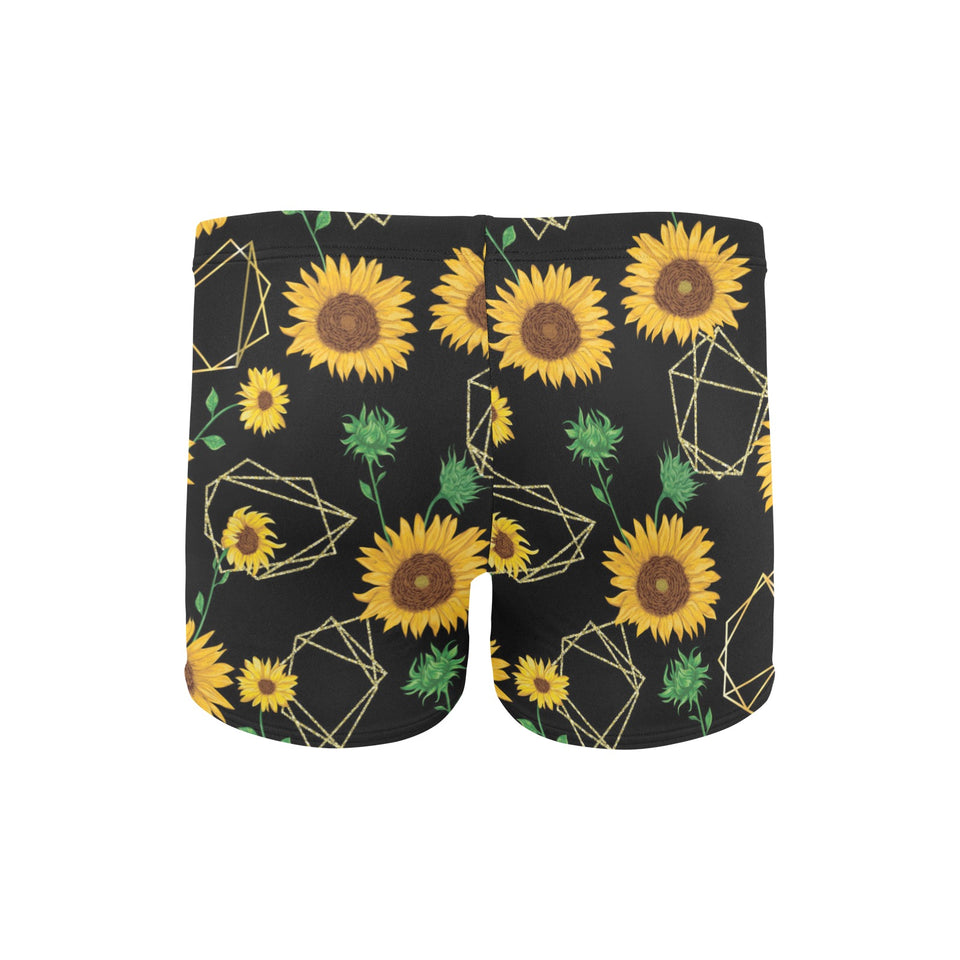 sunflower golden polygonal shapes Men's Swimming Trunks