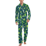Lime ice flower pattern Men's Long Pajama Set