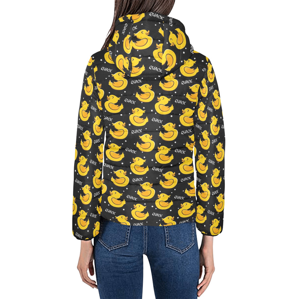 Duck Pattern Print Design 05 Women's Padded Hooded Jacket