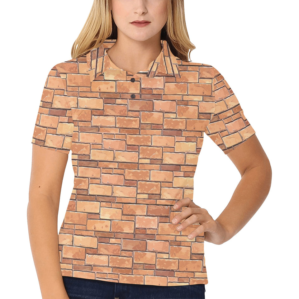 Brick Printed Pattern Print Design 04 Women's All Over Print Polo Shirt