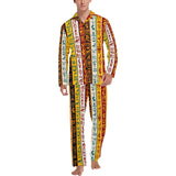 Egypt Hieroglyphics Pattern Print Design 01 Men's Long Pajama Set