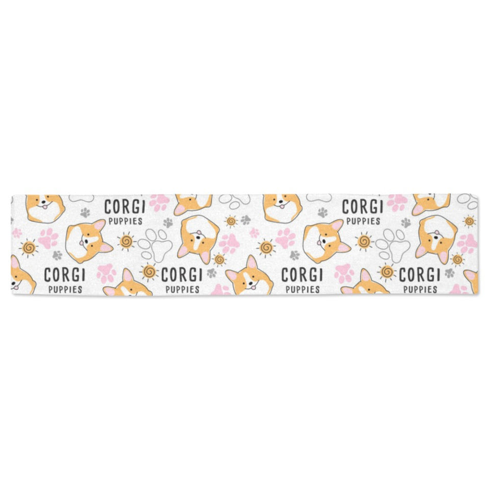 Corgi Dog Pattern Table Runner