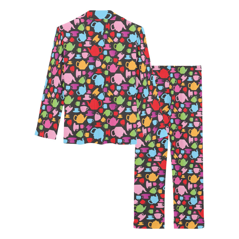 Tea pots Pattern Print Design 01 Women's Long Pajama Set