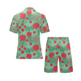 Tomato design pattern Men's V-Neck Short Pajama Set