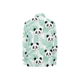 Panda pattern tropical leaves background Women's Long Sleeve Polo Shirt