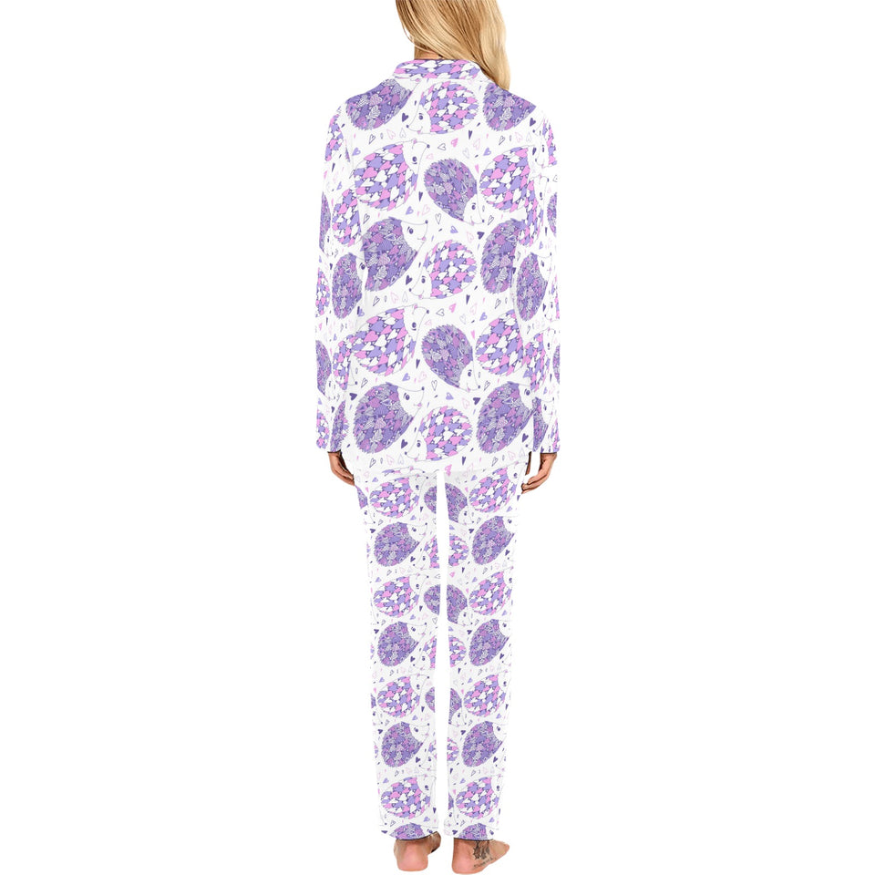 Hedgehog Pattern Print Design 05 Women's Long Pajama Set