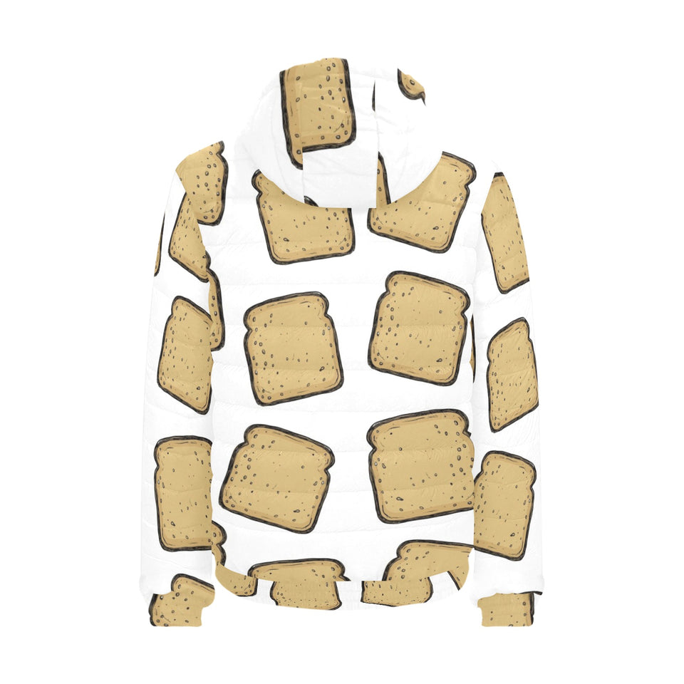 Bread Toast Pattern Print Design 03 Men's Padded Hooded Jacket