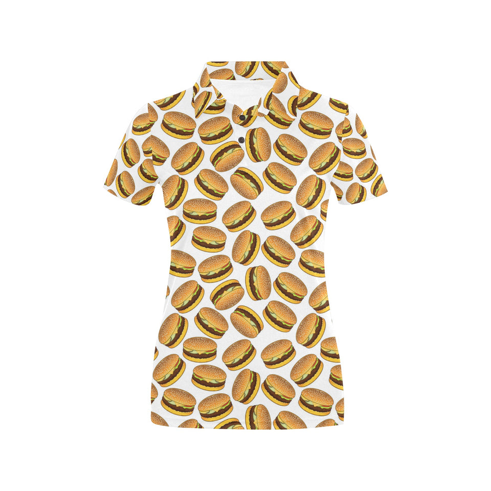 Hamburger Pattern Print Design 03 Women's All Over Print Polo Shirt