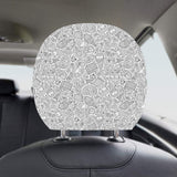 Cartoon hand drawn ice cream black white Car Headrest Cover