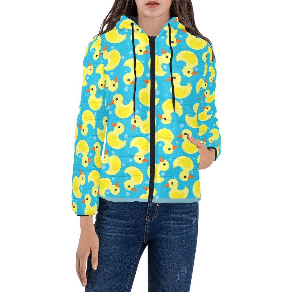 Duck Pattern Print Design 04 Women's Padded Hooded Jacket